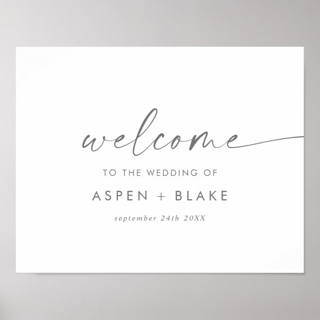 Modernes Silver Script Wedding Welcome Poster (Vorne)