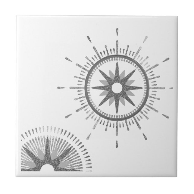 Modernes Silver Sternexplosion Celestial Design Fliese (Vorderseite)