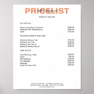 Modernes Simpel Preislisten Poster