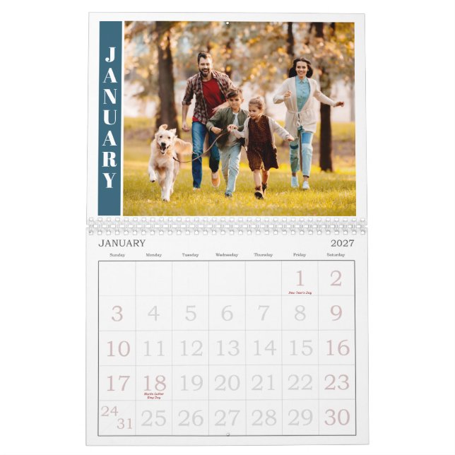 Modernes Single Foto pro Monat und Collage auf Abd Kalender (Jan 2027)