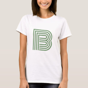 Modernes Single Letter Initial Monogram   Grün T-Shirt