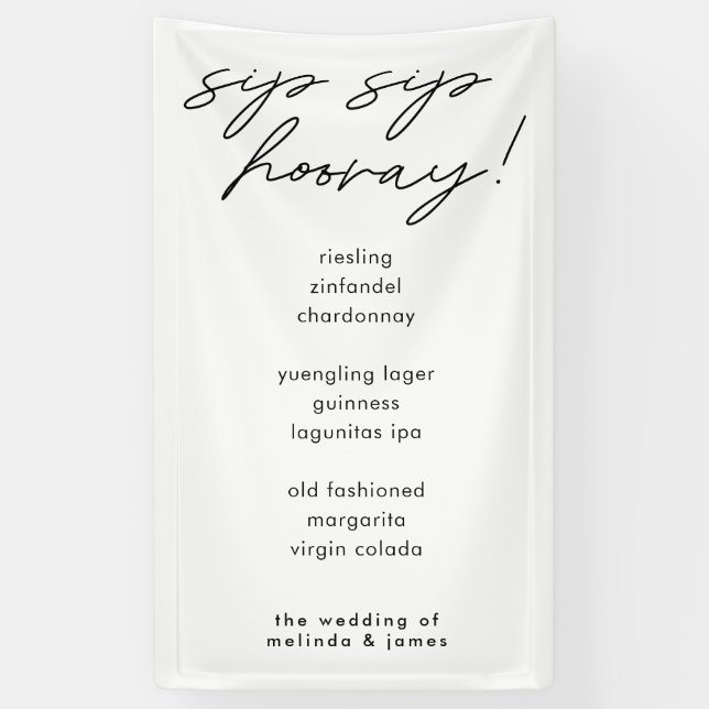 Modernes Sip Hooray Calligraphy Bar Menu Banner (Vertikal)