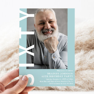 Modernes SIXTY Foto 60. Geburtstagsparty Einladung