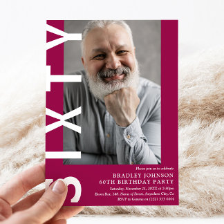 Modernes SIXTY Foto 60. Geburtstagsparty Einladung