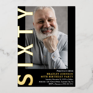 Modernes SIXTY Foto 60. Geburtstagsparty Einladung