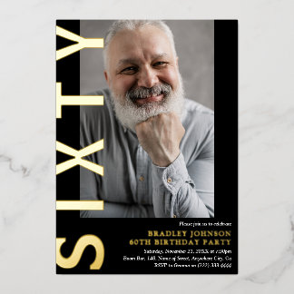 Modernes SIXTY Foto 60. Geburtstagsparty Einladung