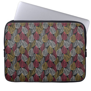 Modernes Skelett-Blatt Herbstmuster Laptopschutzhülle