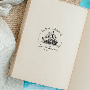 Modernes Skript-Buchzeichen-Schiffbuch Gummistempel