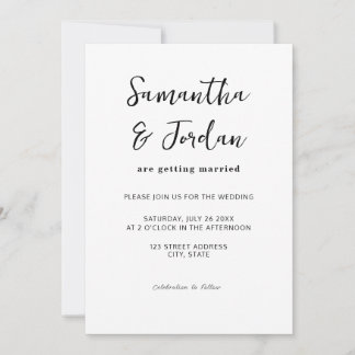 Modernes Skript Einfache Hochzeit Einladung