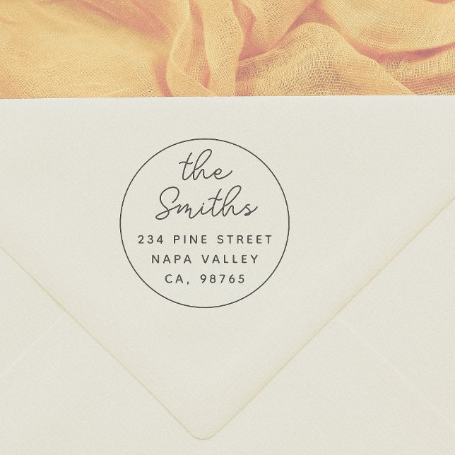 Modernes Skript Einfache Runde Rücksendeadresse Gummistempel (Von Creator hochgeladen)