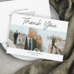 Modernes Skript Einfaches 3-Foto-Hochzeitsszenario Dankeskarte<br><div class="desc">Modernes Script Einfach 3 Foto Hochzeit Dankeschön Karte. Klicken Sie auf die Schaltfläche Bearbeiten,  um dieses Design an Ihre Bedürfnisse anzupassen.</div>