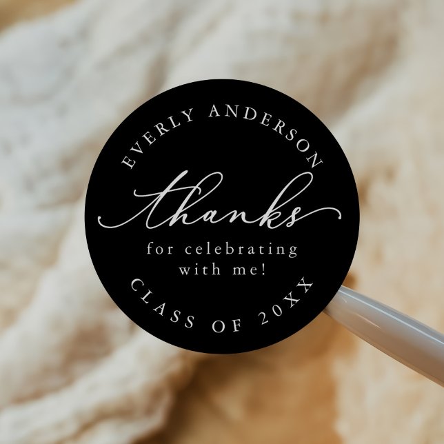 Modernes Skript Einfaches Abschluss Runder Aufkleber (Von Creator hochgeladen)