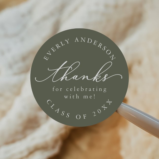 Modernes Skript Einfaches Abschluss Runder Aufkleber (Von Creator hochgeladen)