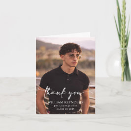 Modernes Skript Einfaches Foto Abschluss Dankeskarte
