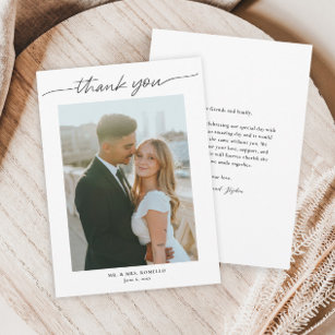 Modernes Skript Einfaches Foto Hochzeit Dankeskarte