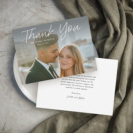 Modernes Skript Einfaches Foto Hochzeit Dankeskarte