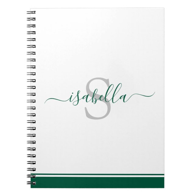 Modernes Skript Elegante Monogram Emerald Green Notizblock (Vorderseite)