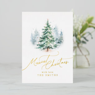 Modernes Skript Fröhlichster Weihnachtsbaum Folien Feiertagskarte