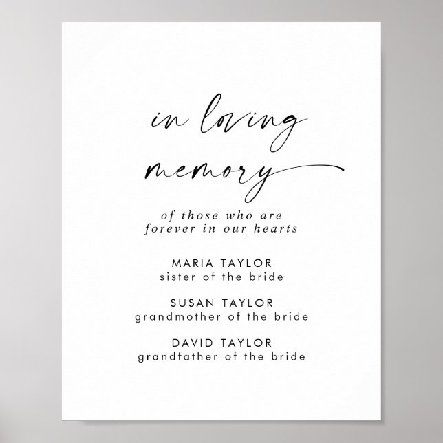 Modernes Skript für das Hochzeitsgedächtnis der Er Poster (Vorne)