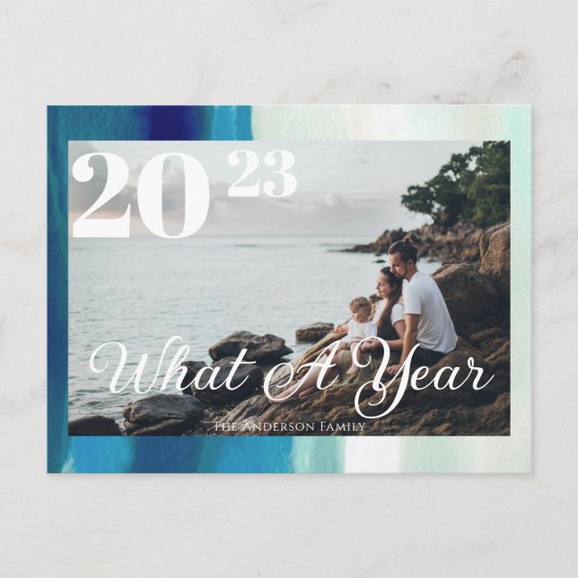 Modernes Skript - Gerahmtes Foto im Jahr Postkarte (Vorderseite)