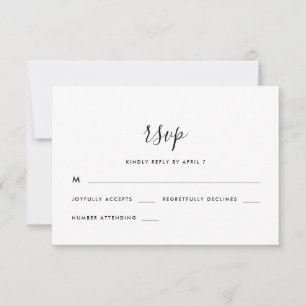 Modernes Skript Hochzeit Rsvp Schwarz-Weiß Karte