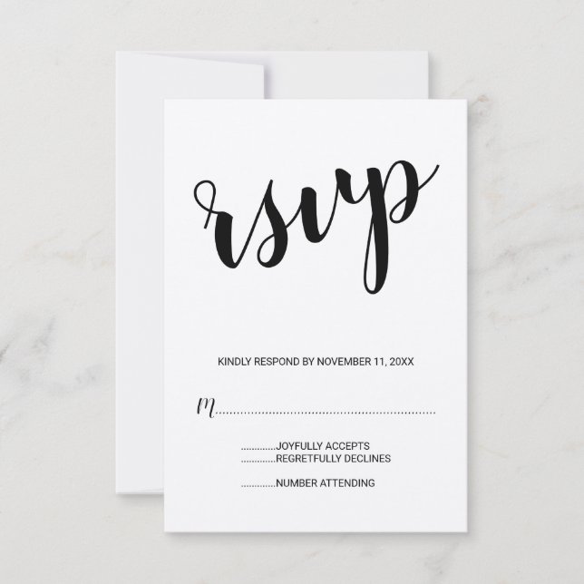 Modernes Skript Kraft Papier Hochzeitsszenario RSV RSVP Karte (Vorderseite)