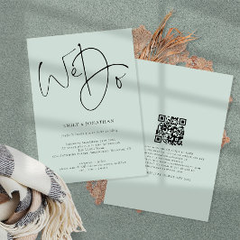 Modernes Skript machen wir Mint QR Code Hochzeit Einladung