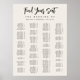 Modernes Skript Off-White Alphabetisches Seating C Poster