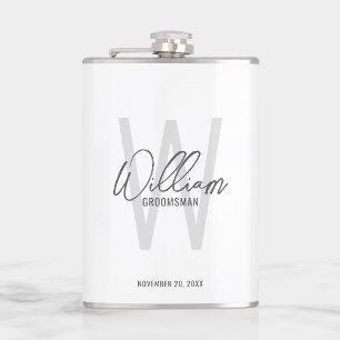 Modernes Skript Personalisiert Trauzeuge Name Flachmann