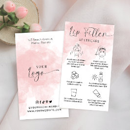 Modernes Skript Pink Aquarell Lip Filler Aftercare Visitenkarte