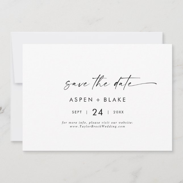 Modernes Skript Save the Date horizontal (Vorderseite)
