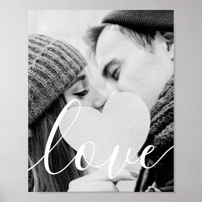 Modernes Skript-Schwarz-weißes Foto Poster (Vorne)