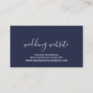 Modernes Skript-Seemarine-Blau-Hochzeits-Website Begleitkarte