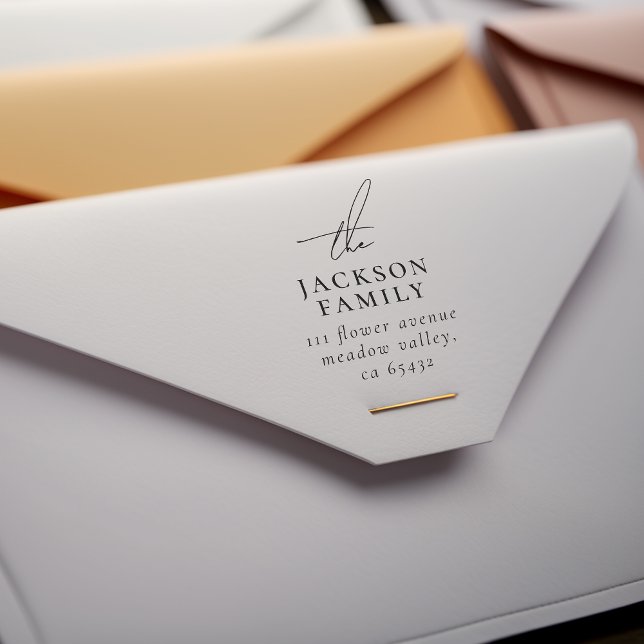Modernes Skript "The Family Name Rücksendeadresse" Gummistempel (Von Creator hochgeladen)
