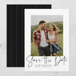 Modernes Skript-vertikales Foto Save the Date