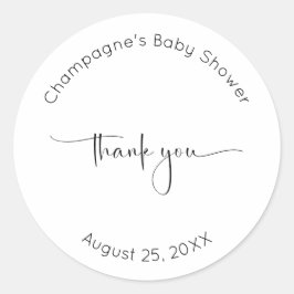 Modernes Skript Vielen Dank Baby Dusche Runder Aufkleber