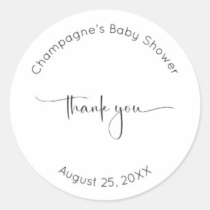 Modernes Skript Vielen Dank Baby Dusche Runder Aufkleber