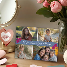 Modernes Skript Vier Fotos Muttertag Dusty Blue Fotoplatte