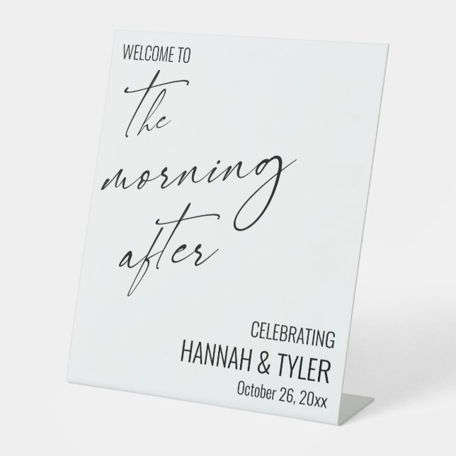 Modernes Skript Willkommen am Morgen nach dem Brun Sockelschild (Vorderseite)