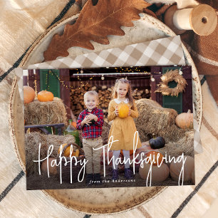 Modernes Skriptglücklich Thanksgiving-Foto Feiertagskarte