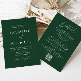 Modernes Skriptgrün in einem QR-Code Hochzeit Einladung