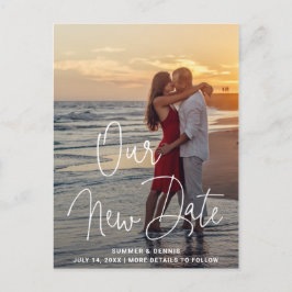 Modernes Skripthandschriftlich-Foto Ändern des Dat Ankündigungspostkarte