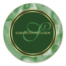 Modernes Smaragdmarbor- und Goldmonogramm
