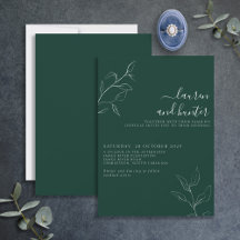 Modernes Smarald Green Script Botanical Wedding In
