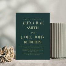 Modernes Smarald Hunter Green Chic Wedding Gold