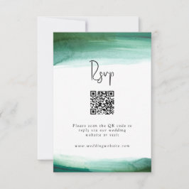 Modernes Smarald Watercolor Wedding RSVP Karte