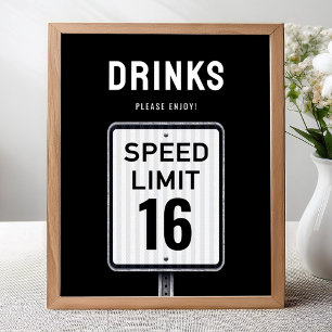 Modernes Snackschild 16. Geburtstag Geschwindigkei Poster