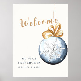 Modernes Snowflake Babydusche Willkommenspender Poster