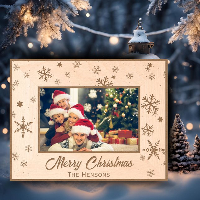 Modernes Snowflake Muster Frohe Weihnachten Geätzte Rahmen (Von Creator hochgeladen)