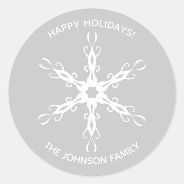 Modernes Snowflake Personalisiert Sticker (Vorderseite)